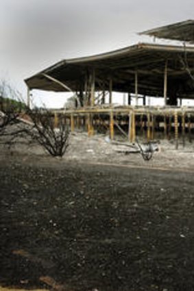 The burnt-out clubhouse.