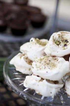 Pistachio meringues from Sweet Crumble Cafe & Patisserie.