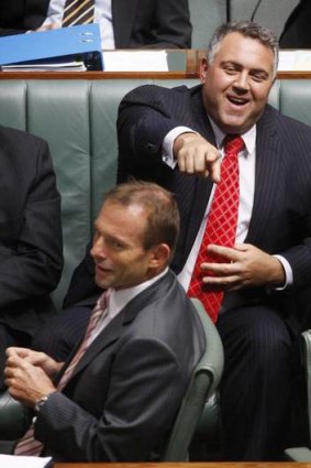 Opposition Leader Tony Abbott with Shadow Treasurer Joe Hockey.