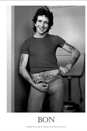 Bon Scott shows off his tattoos in a picture for charity.