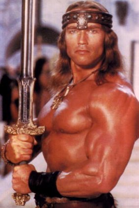 Arnold Schwarzeneggar in <i>Conan The Barbarian</i>.