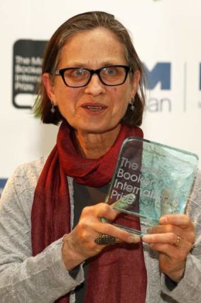 US author Lydia Davis poses after winning the Man Booker Prize.
