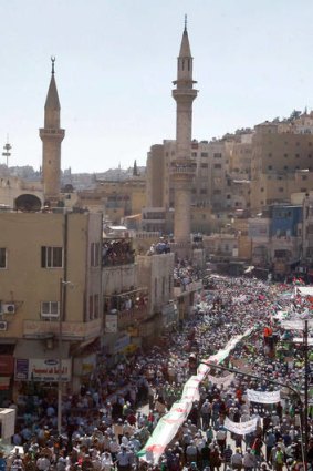 This protest in Amman last Friday was organised by the Muslim Brotherhood and its political wing, the Islamic Action Front.
