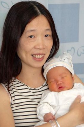 Charlotte Chou with her son Lincoln when he was born.