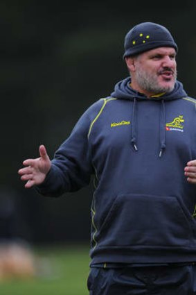Ewen McKenzie during a Wallabies training session on Thursday.