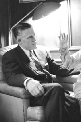 Political family ... young Mitt Romney with his father, George.