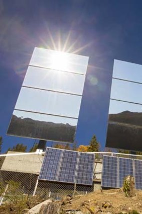 Computer-controlled: Three giant mirrors reflect sunshine towards the centre of the town.