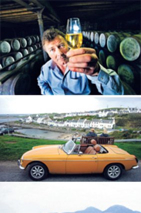 Just a wee dram... (from top) Bruichladdich master distiller Jim McEwan on the Isle of Islay; picture-postcard Portnahaven; whisky barrels at Bunnahabhain Distillery.