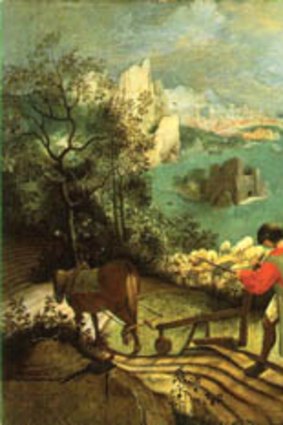 Pieter Bruegel’s 16th century <em>Landscape with the Fall of Icarus</em>.