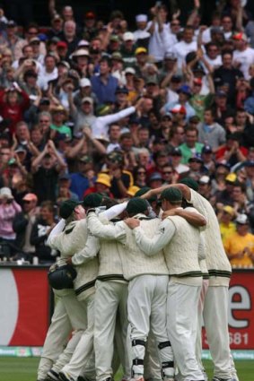 2006. Day one of the Boxing Day Test match. Celebrations for Shane Warne's 700th wicket after he bowled Andrew Strauss.