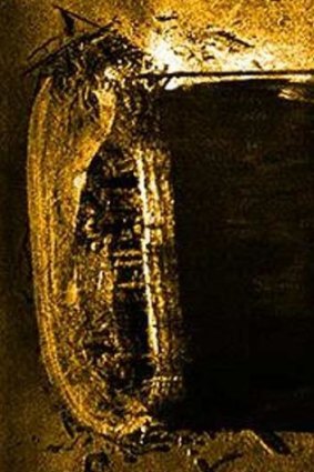 A sonar picture of the historic shipwreck as it rests at the bottom of the ocean.