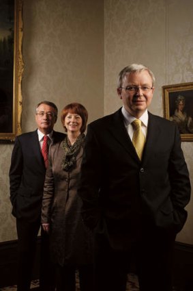 Power players: Swan with Julia Gillard and Kevin Rudd at a 2008 cover shoot for <i>AFR Magazine</i>.