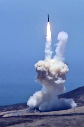 A rocket designed to intercept an intercontinental ballistic missiles is launched from Vandenberg Air Force Base.