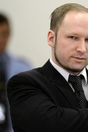 Anders Breivik in court yesterday.
