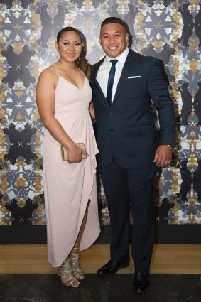 Sepa Salesa and Josh Papalii arrive at the Meninga Medal Gala. 