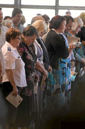 Noelene's mother, Jean Bischoff (second from left), with family at the memorial service.