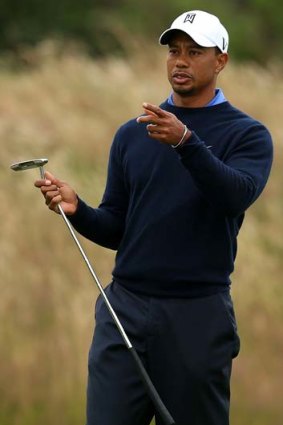 Tiger Woods checks out the course during the second practice round at Royal Lytham & St Annes.