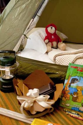 The Ritz Carlton at Lake Tahoe's kids indoor campout amenities.