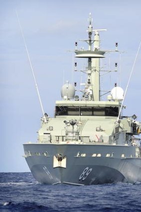 HMAS Ararat, pictured, and HMAS Larrakia responded to an emergency call near Christmas Island.