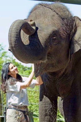 Zookeeper Lucy Melo pictured in May alongside elephant Tang Mo.