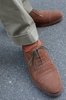 Crockett and Jones' suede Oxfords are as sturdy as they are distinctive.