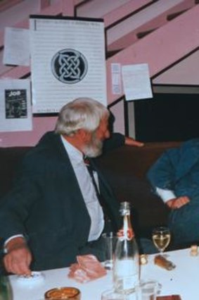 Red Symons (right) on McPhee Gribble's well-used red couch.