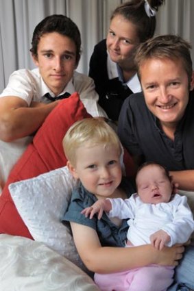 ABC radio breakfast announcer Ross Solly with his family.