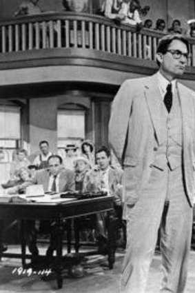 In this 1962 file photo originally released by Universal, actor Gregory Peck is shown as attorney Atticus Finch, a small-town Southern lawyer who defends a black man accused of rape, in a scene from <i>To Kill a Mockingbird</i> based on the novel.(AP Photo/Universal, File)
