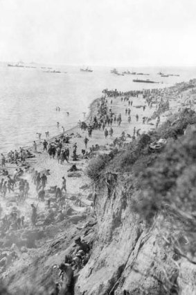 The day after: Australian and New Zealand troops at Anzac Cove on April 26, 1915.