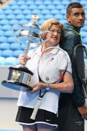 Back-to-back: Margaret Court and Nick Kyrios.