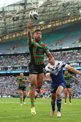 Holiday draw: A big crowd was on hand to watch Nathan Merritt's Rabbitohs and the Bulldogs on Good Friday.