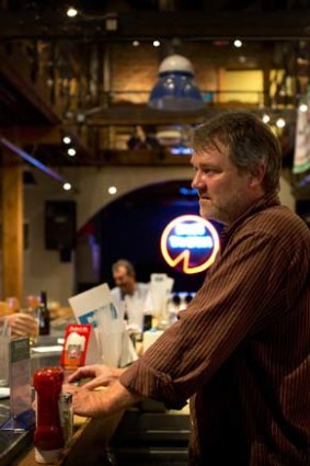Wants no part of the election &#8230; John McDaniel in his bar in Harrisonburg, Virginia, where residents cannot avoid the swamp of early, ugly advertising.