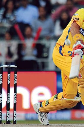 Golden oldie ... Matthew Hayden lets loose for the Chennai Super Kings.