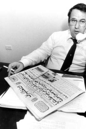 Eddie Obeid at the offices of the <em>El Telegraph</em> in September 1983.