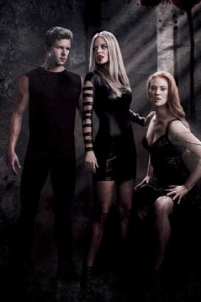 Ryan Kwanten, Kristen Bauer van Straten and Deborah Ann Woll in <i>True Blood</i>.