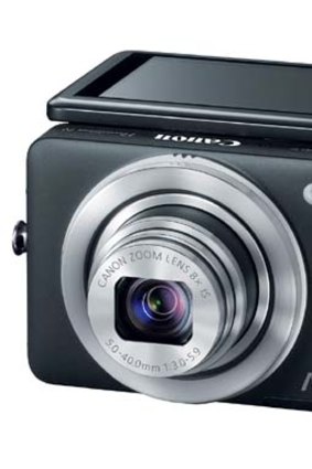 Canon's PowerShot N sports a 2.8-inch tilting touchscreen and built-in Wi-Fi for instant photo sharing.