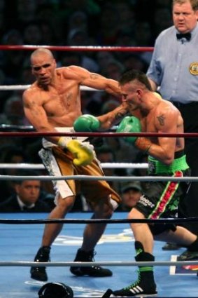 Danny Green and Anthony Mundine in action in 2006.