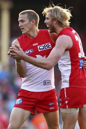 Sidelined: Influential Swans duo Sam Reid and Lewis Roberts-Thomson.