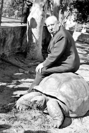 Movie director Alfred Hitchcock visits Taronga Park Zoo in May 1960.