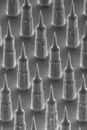 Look, no needles: A microscopic view of the Nanopatch.