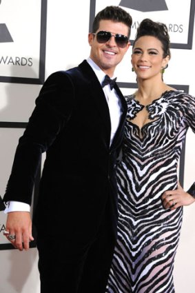 Robin Thicke and wife Paula Patton at the Grammy Awards last month.