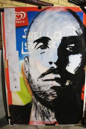 Off the wall: Artist CDH's Archibald entry of anti-advertising campaigner Kyle Magee.