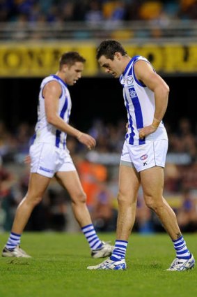 Nathan Grima during North Melbourne's loss to Brisbane Lions when it gave up a 33-point lead.