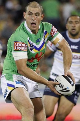 Strong in defence ... the Raiders' Terry Campese.