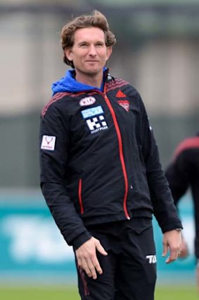 Essendon coach James Hird at training at Windy Hilll on Friday morning.
