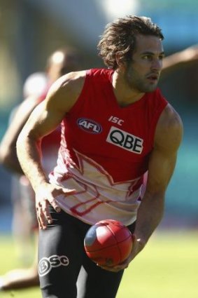 Josh Kennedy training on Tuesday.