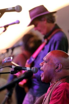 Rock solid ... Archie Roach, right, and Goanna frontman Shane Howard, rear.