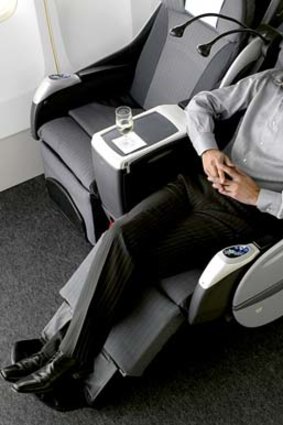 Business class on board Japan Airlines.