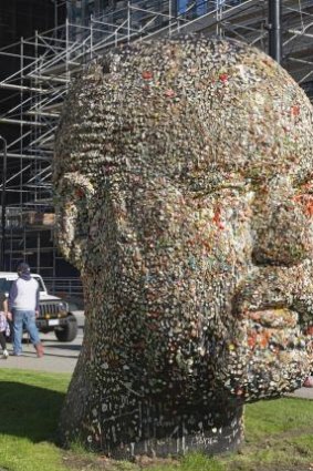 Douglas Coupland's artwork <i>Gumhead</i> asks the public to stick chewed gum on a fibreglass model of his head.