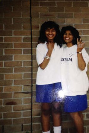 Future imperfect ... Monika Chetty with her school friend Shelly Zammit (at left) in 1990.